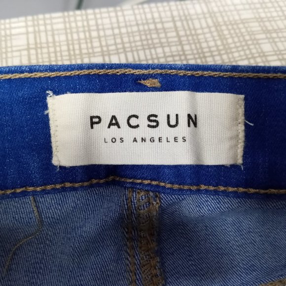 PACSUN Women's Ankle Jegging Jeans Size 30 High Rise Raw Hem Royal Blue Denim - Picture 14 of 15
